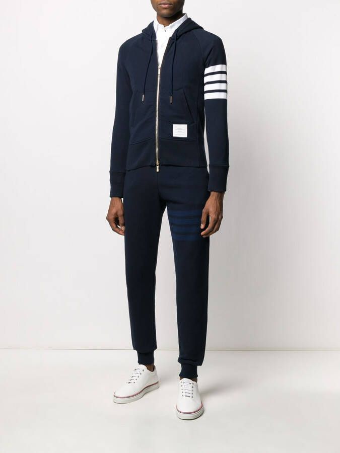 Thom Browne Hoodie met vier strepen Blauw