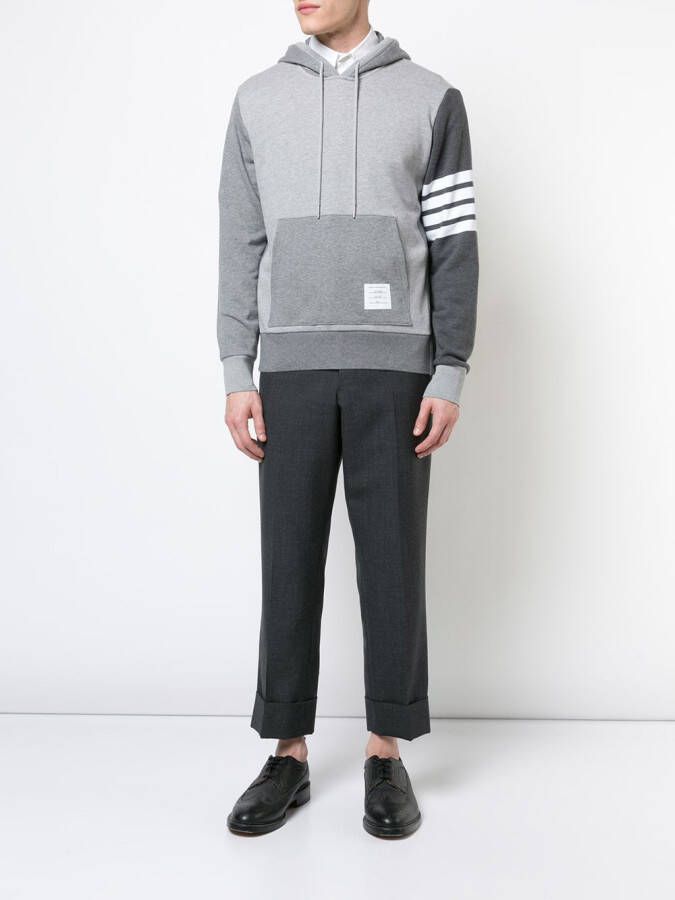 Thom Browne Hoodie Pullover With Tonal Fun Mix In Classic Loop Back With Engineered 4-Bar Grijs