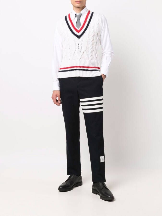 Thom Browne Kabelgebreide tanktop Wit