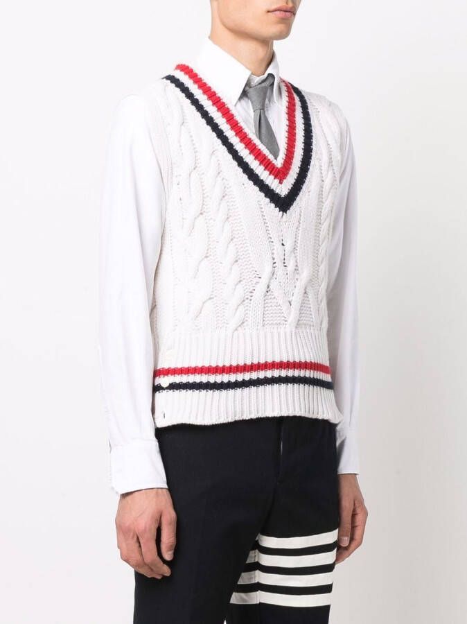 Thom Browne Kabelgebreide tanktop Wit