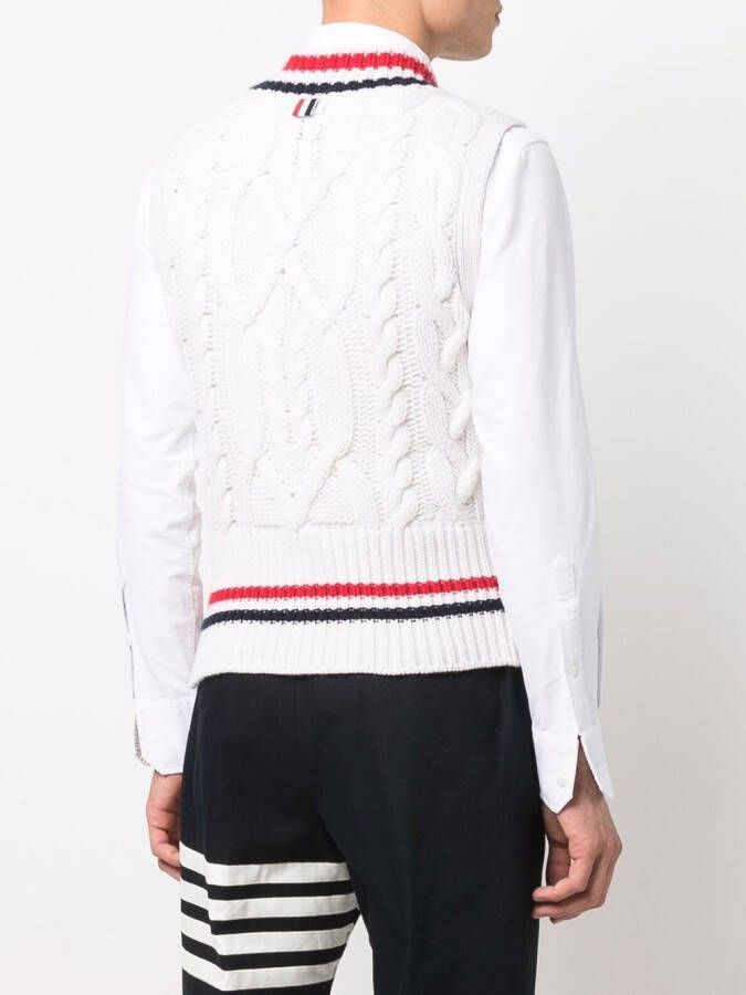 Thom Browne Kabelgebreide tanktop Wit