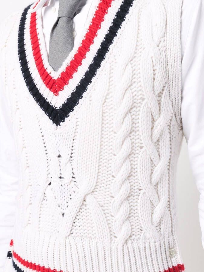 Thom Browne Kabelgebreide tanktop Wit
