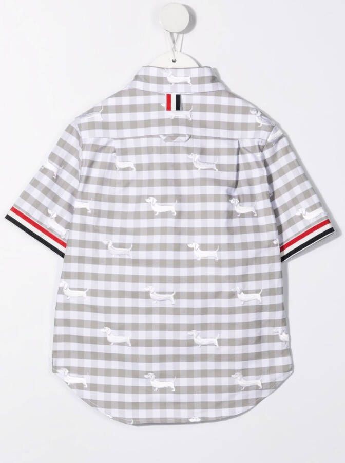 Thom Browne Kids Geruit shirt Grijs