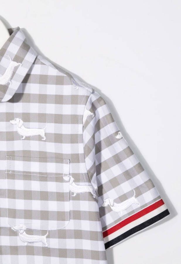 Thom Browne Kids Geruit shirt Grijs
