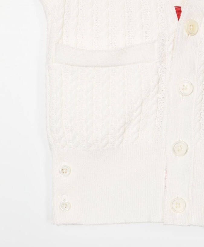Thom Browne Kids Kabelgebreid vest Wit