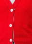 Thom Browne klassiek vest met V-hals In witte 4-strepen streep In kasjmier Rood - Thumbnail 5