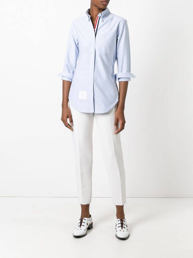 Thom Browne Long Sleeve Shirt Grosgrain Placket In Blue Oxford Blauw