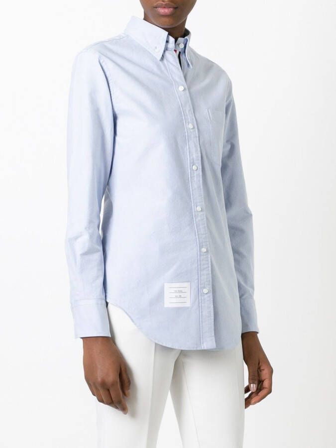 Thom Browne Long Sleeve Shirt Grosgrain Placket In Blue Oxford Blauw