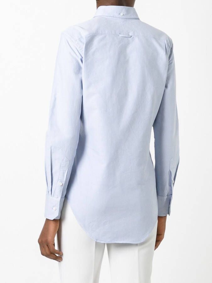 Thom Browne Long Sleeve Shirt Grosgrain Placket In Blue Oxford Blauw