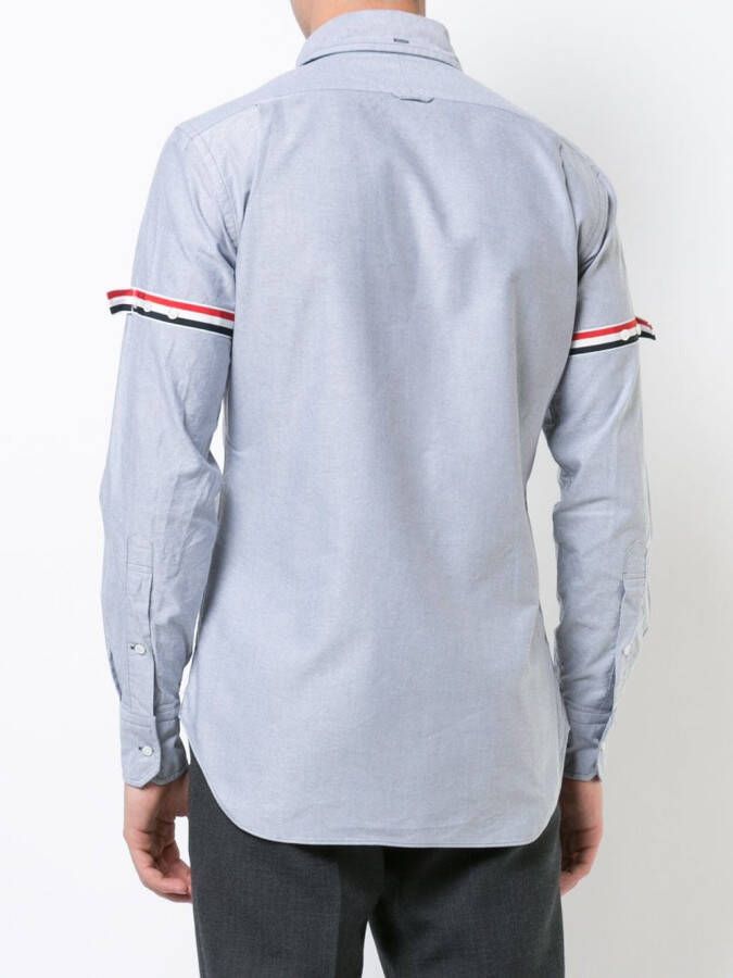 Thom Browne Long Sleeve Shirt With Grosgrain Armbands In Navy Oxford Blauw