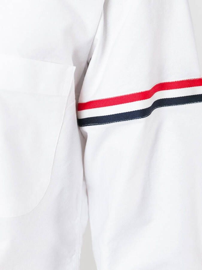 Thom Browne Long Sleeve Shirt With Grosgrain Armbands In White Oxford