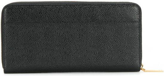 Thom Browne Long Zip Around Purse In Pebble Grain Zwart