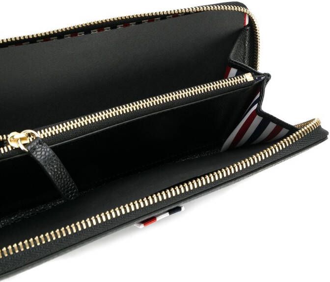 Thom Browne Long Zip Around Purse In Pebble Grain Zwart