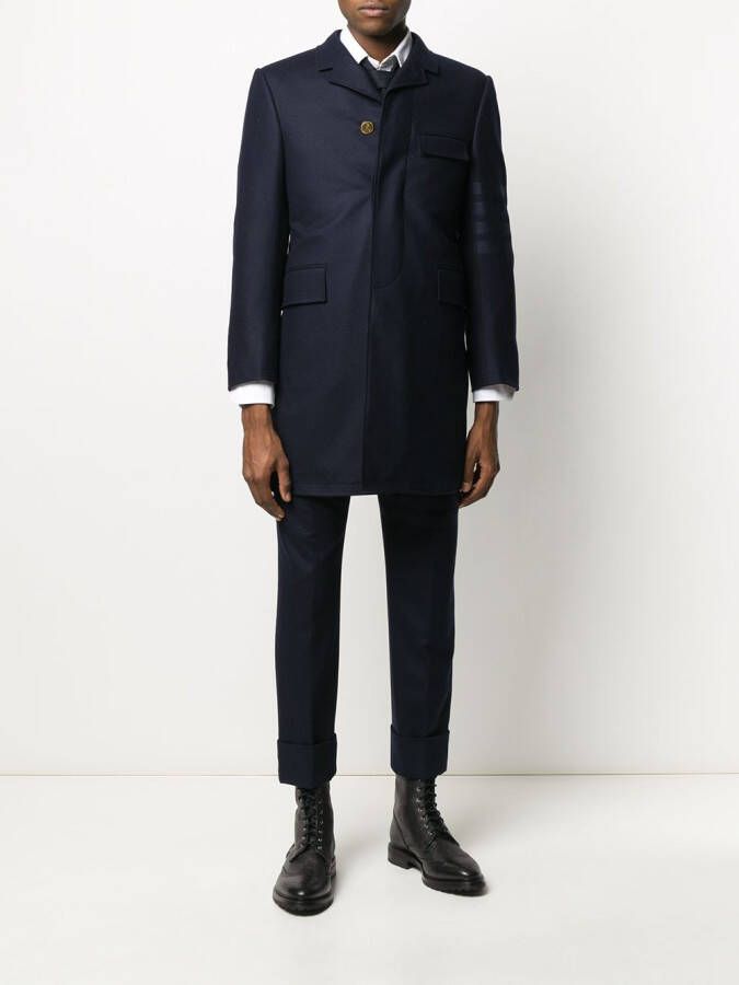 Thom Browne Mantel met 4 strepen Blauw