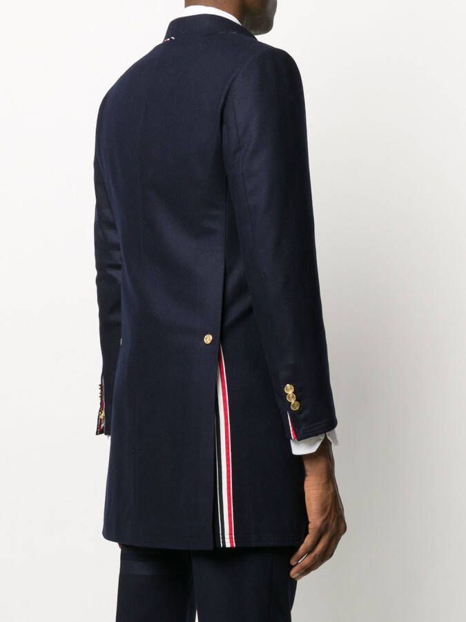 Thom Browne Mantel met 4 strepen Blauw