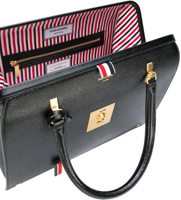 Thom Browne Mevrouw Thom Bag (34x295x12 Cm) ??In Pebble Lucido Leather Zwart
