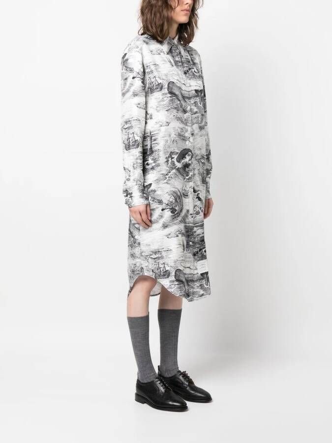 Thom Browne Midi-jurk met print Wit