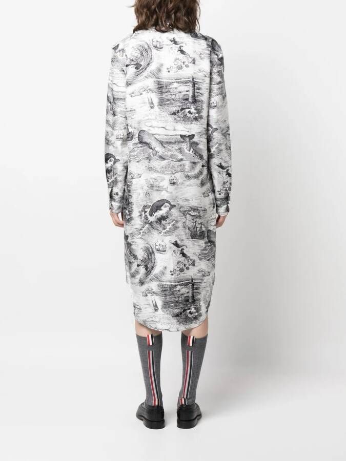 Thom Browne Midi-jurk met print Wit