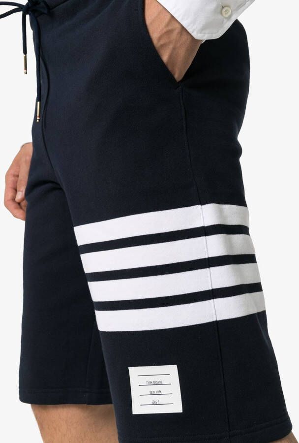 Thom Browne Navy Classic-zweetshort met gemanipuleerde 4-bar Stripe Blauw