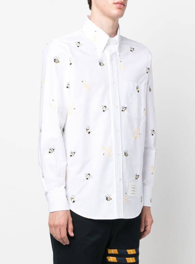 Thom Browne Overhemd met geborduurd logo Wit