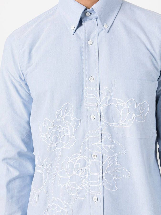 Thom Browne Overhemd met geborduurde bloemen Blauw