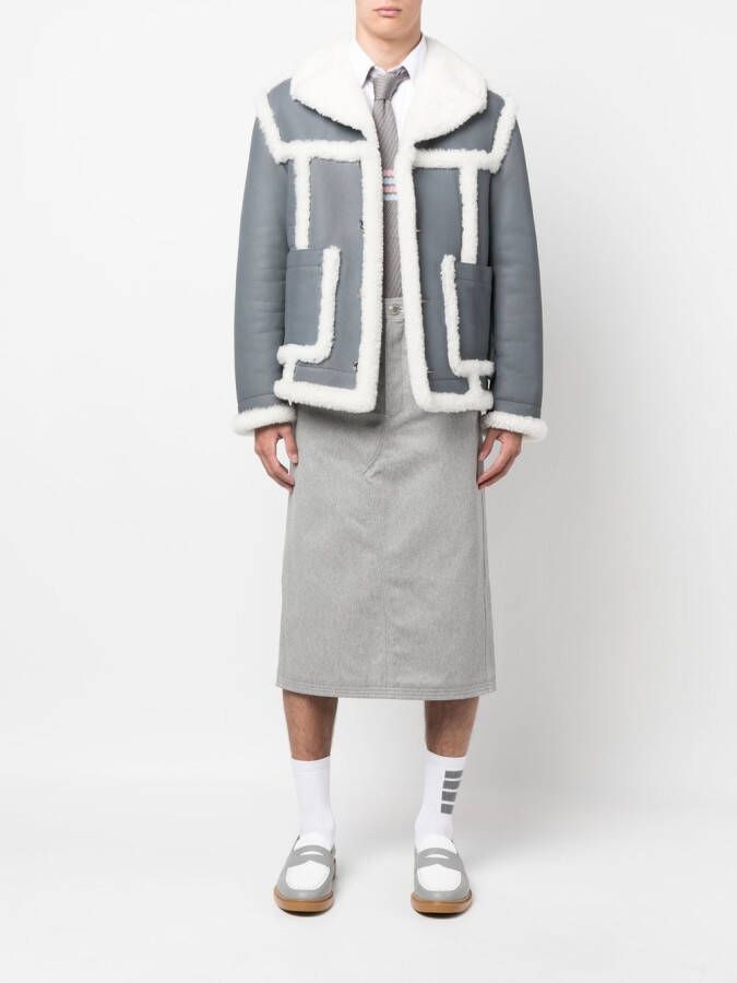 Thom Browne Pilotenjack met lammy afwerking Grijs