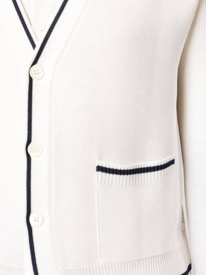 Thom Browne piqué weave V-neck cardigan Wit