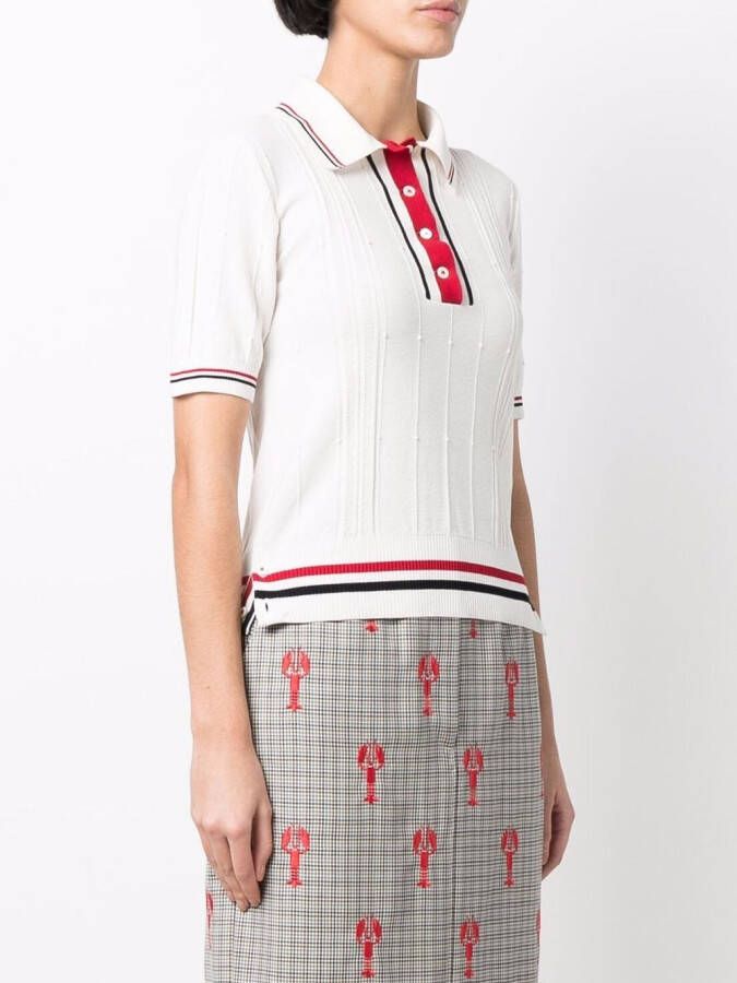 Thom Browne Polotop met RWB-streep Wit
