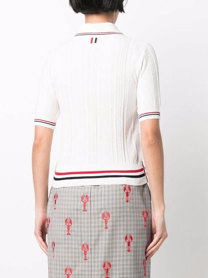 Thom Browne Polotop met RWB-streep Wit