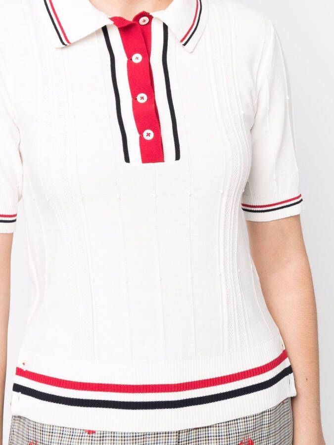 Thom Browne Polotop met RWB-streep Wit