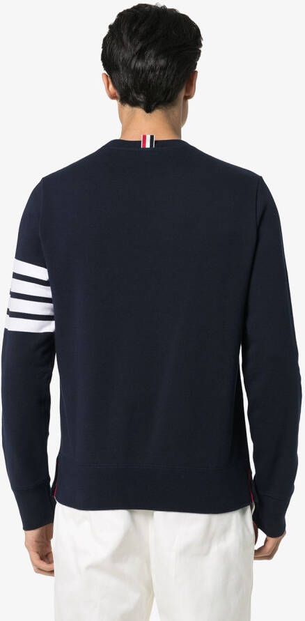 Thom Browne Pullover Sweatshirt With Engineered 4-Bar Stripe Blauw