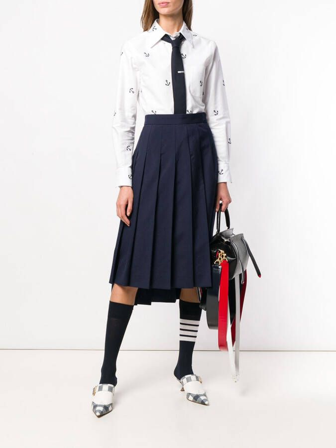Thom Browne School Uniform Pleated Skirt Blauw