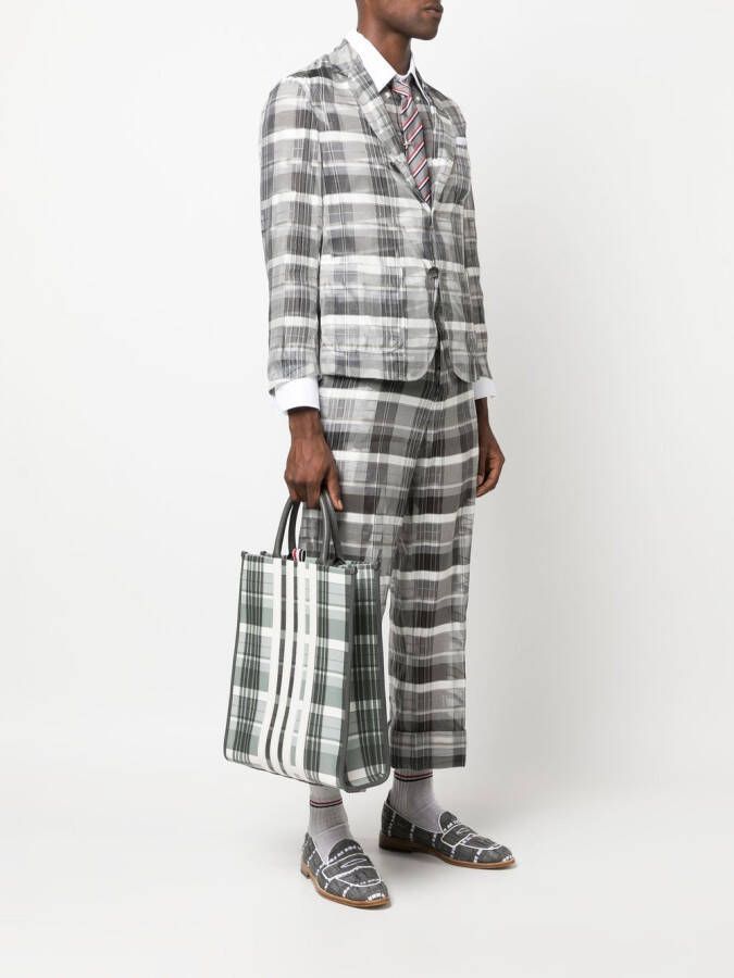 Thom Browne Shopper met 4 strepen Grijs