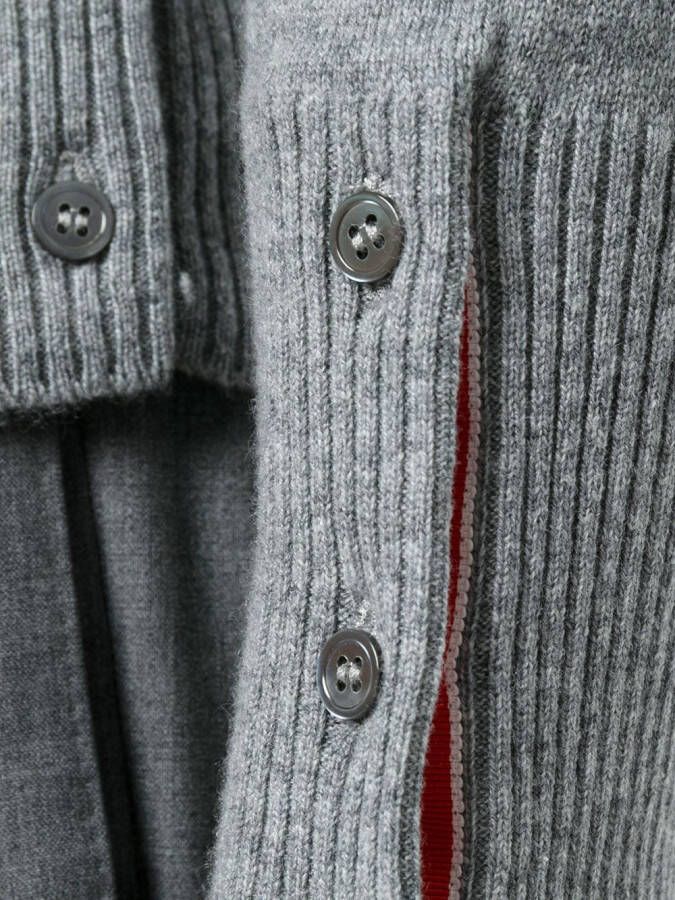 Thom Browne Short Crewneck Pullover With 4-Bar Stripe In Light Grey Cashmere Grijs