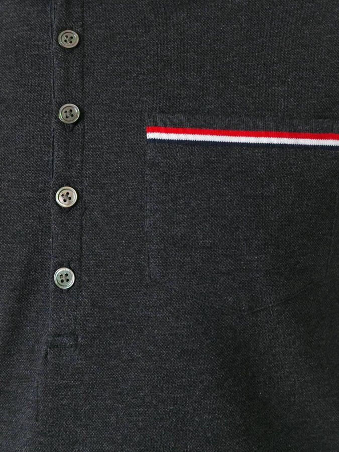 Thom Browne Short Sleeve Pocket Polo In Fine Mercerized Pique Grijs
