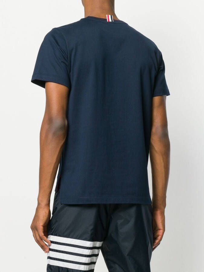 Thom Browne Side Slit Relaxed Fit Short Sleeve Jersey Tee Blauw