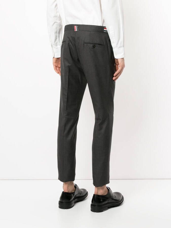 Thom Browne Skinny broek met lage tailleband in Super 120's twill Grijs