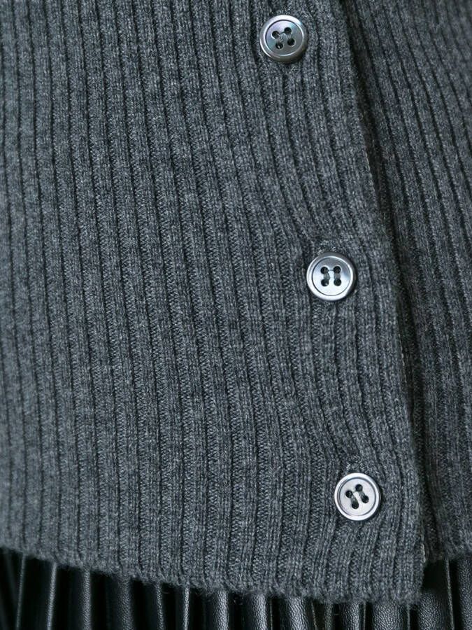 Thom Browne Sleeveless Crewneck Shell Top With 4-Bar Stripe In Dark Grey Cashmere Grijs