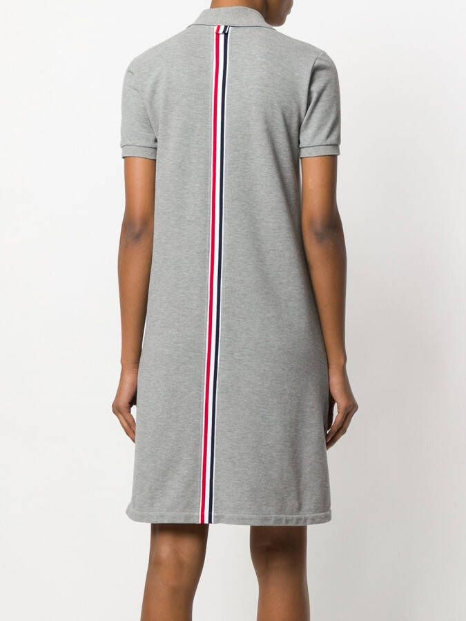 Thom Browne Striped Cotton Pique Polo Dress Grijs