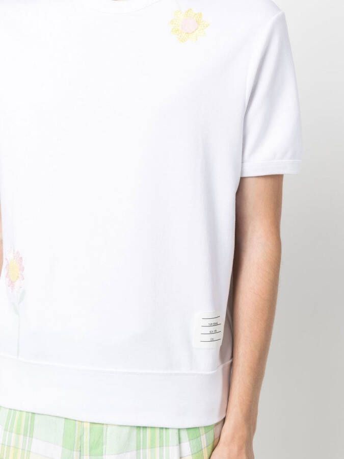Thom Browne T-shirt met geborduurde bloemen Wit