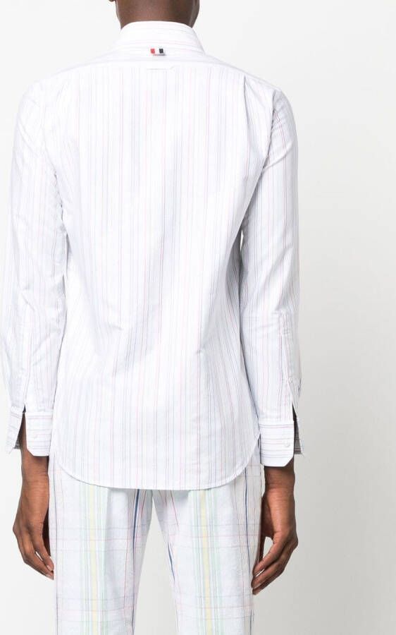 Thom Browne university-stripe long-sleeve shirt Wit