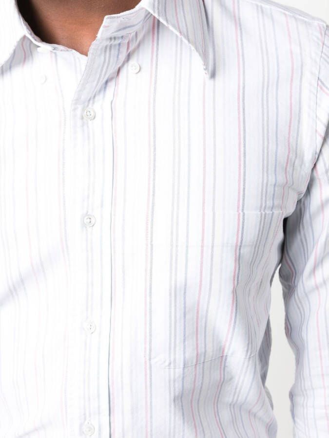 Thom Browne university-stripe long-sleeve shirt Wit