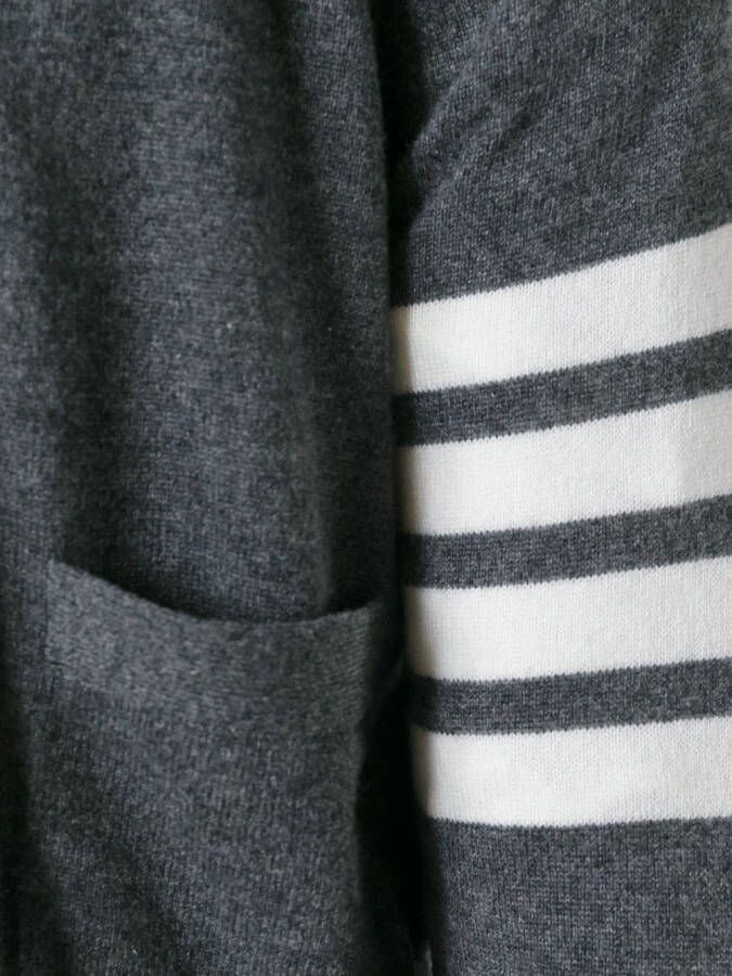 Thom Browne V-Neck Cardigan With 4-Bar Stripe In Medium Grey Cashmere Grijs