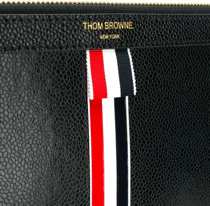 Thom Browne Vertical Intarsia Stripe Leather Medium Document Holder Zwart