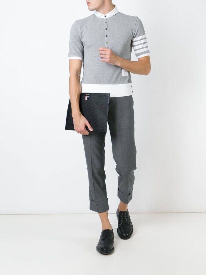 Thom Browne Zippered Document Holder In Black Pebble Grain Zwart