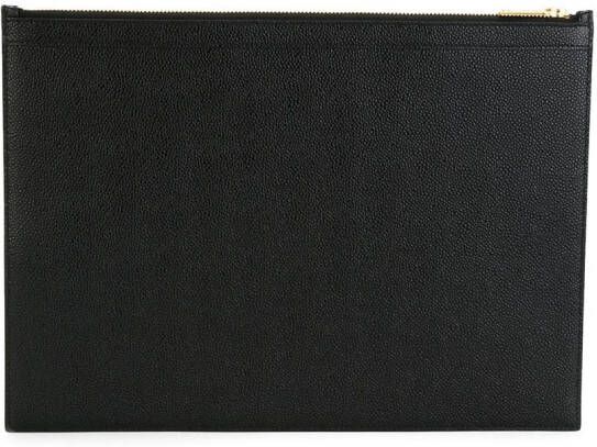 Thom Browne Zippered Document Holder In Black Pebble Grain Zwart