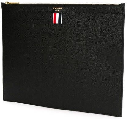 Thom Browne Zippered Document Holder In Black Pebble Grain Zwart
