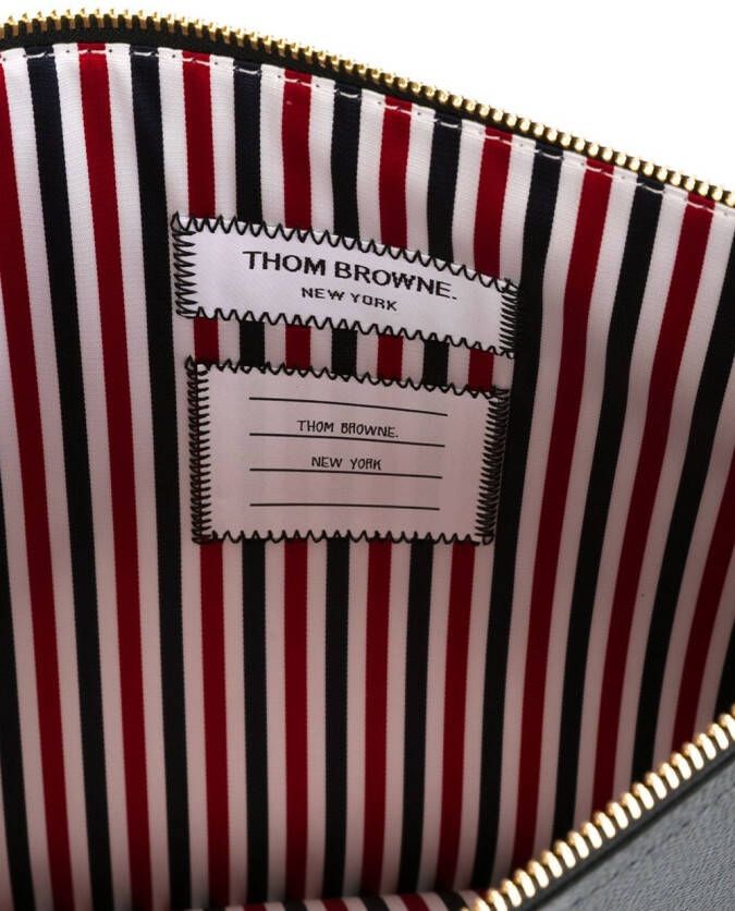 Thom Browne Zippered Document Holder In Black Pebble Grain Zwart