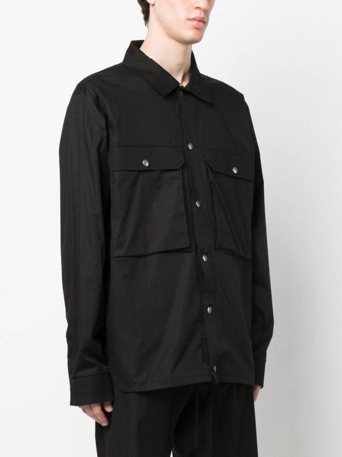 Thom Krom Overhemd met drukknoop Zwart