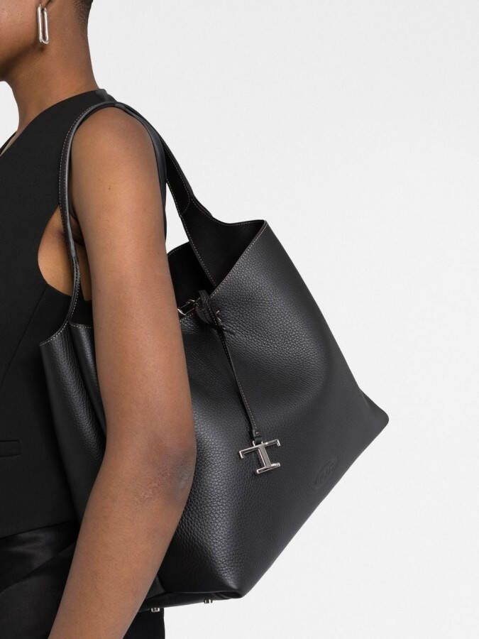 Tod's Shopper met T plakkaat Zwart